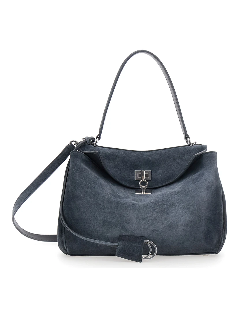 Rodeo Gray Shoulder Bag with Adjustable and Removable Strap in Suede for Women