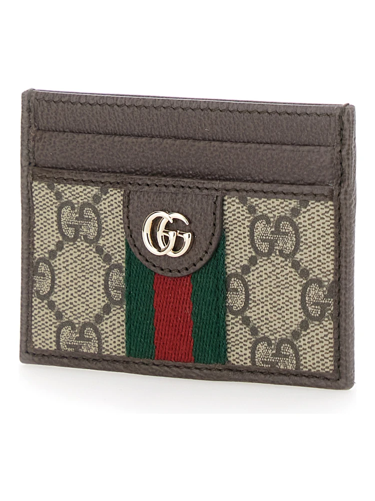 Card holder Ophidia with Web detail in Beige Leather for Women alternative
