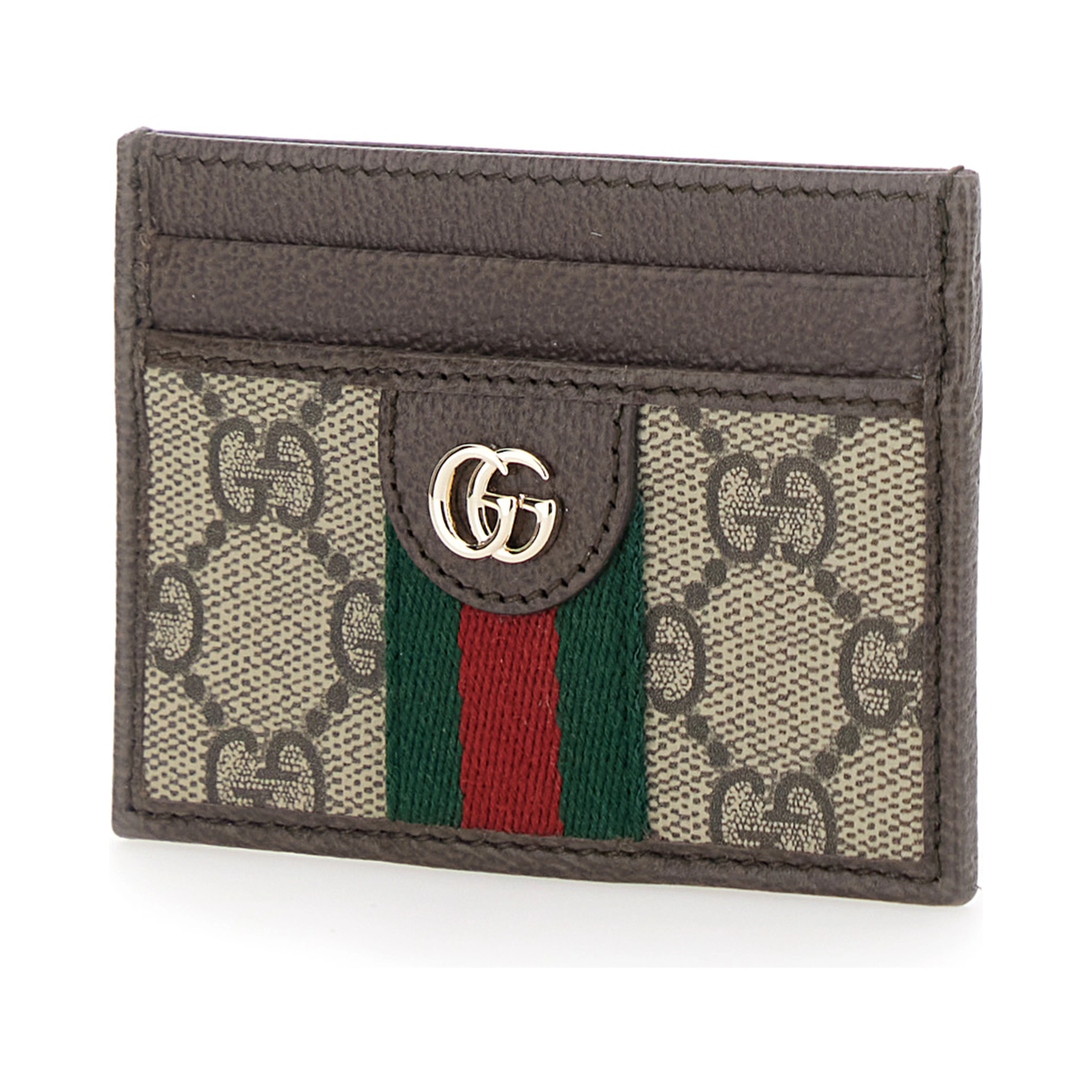 Card holder Ophidia with Web detail in Beige Leather for Women