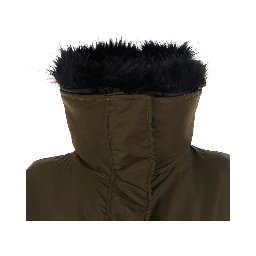 Frankie Coat with collar and long sleeves in Tech Fabric Green Women