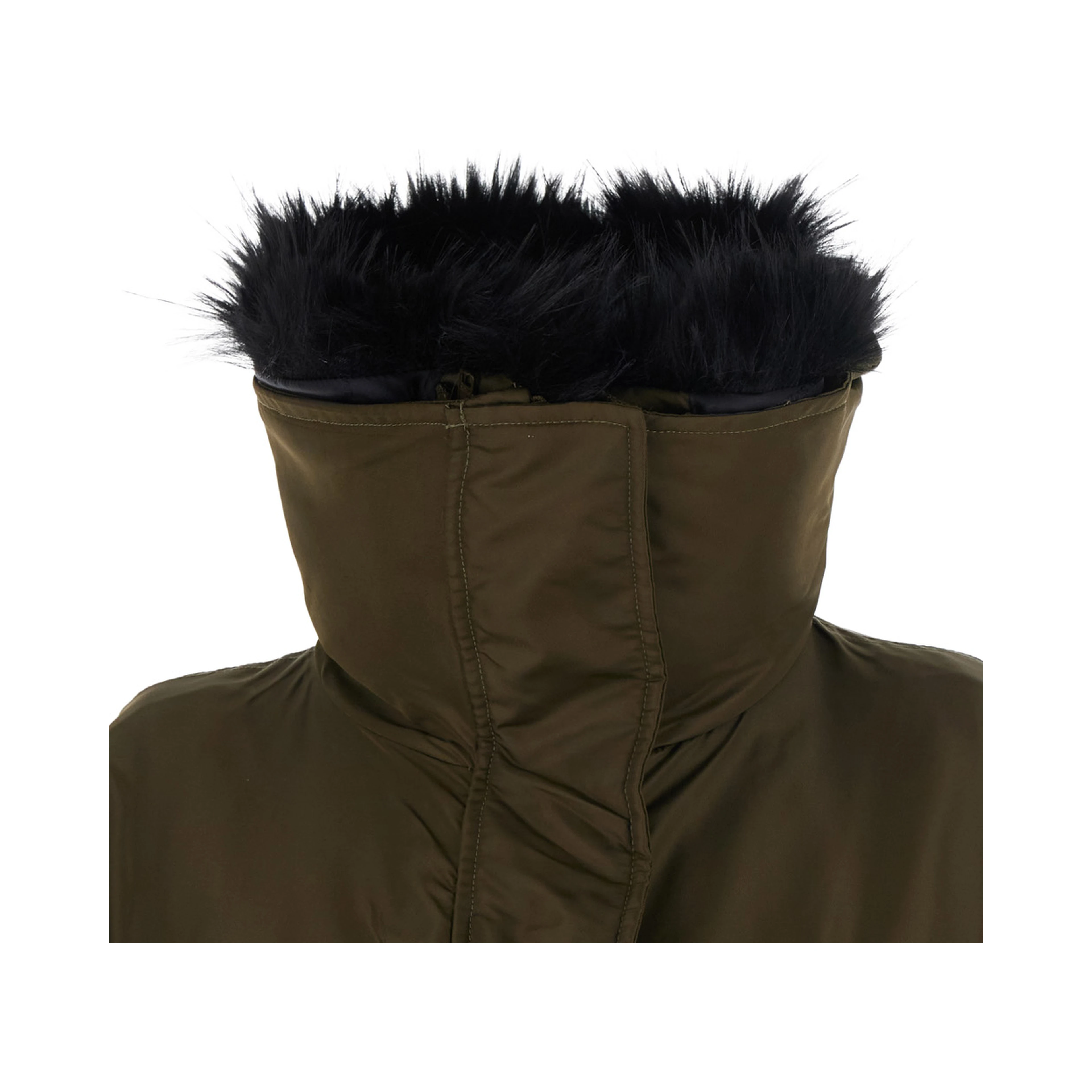 Frankie Coat with collar and long sleeves in Tech Fabric Green Women