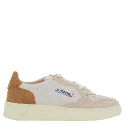 Low Top Sneaker Medalist with Leather and Suede Logo Detail for Women