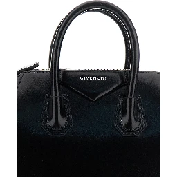 Handbag Antigona with Laminated Logo in Black Leather Woman
