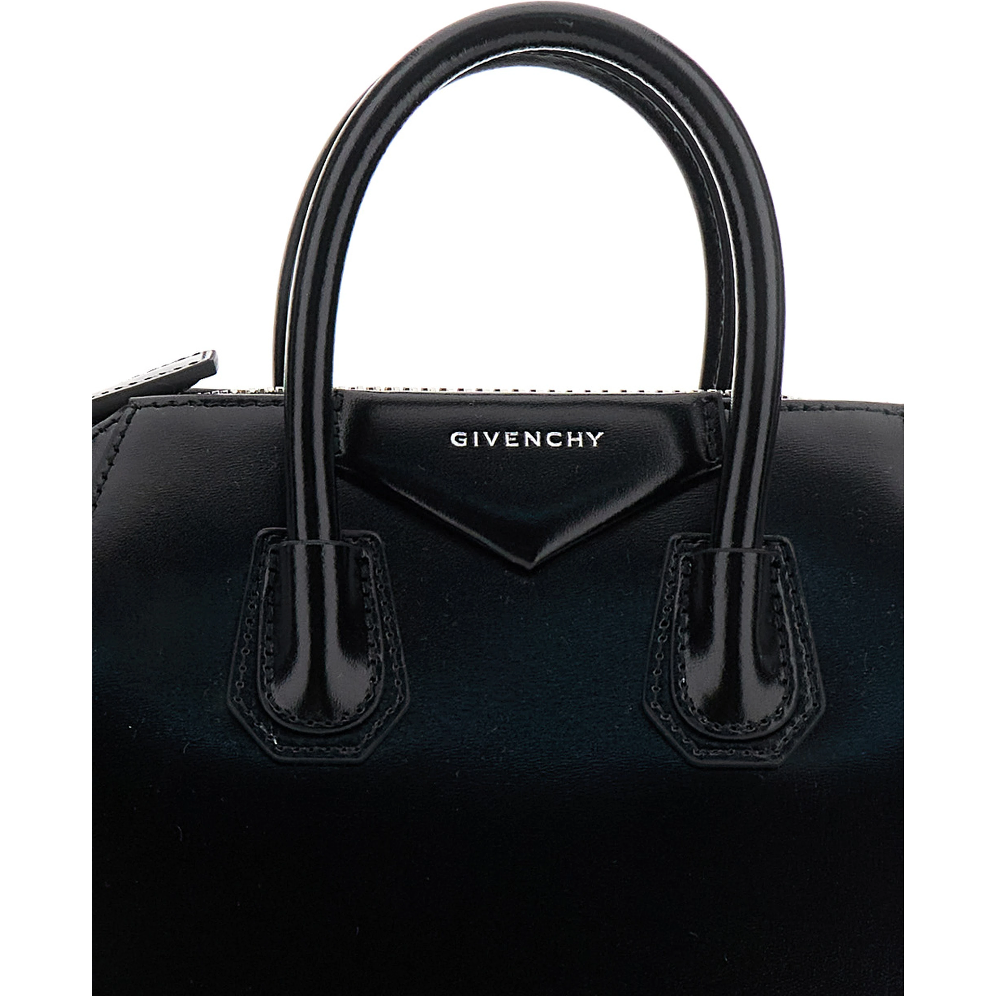 Handbag Antigona with Laminated Logo in Black Leather Woman
