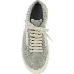 Grey Low Top Sneakers with Contrasting Stitching in Suede for Women
