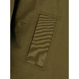 Green Coat with fur collar and button closure on the front in blend cotton for women