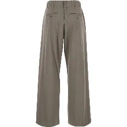 Beige Trousers with drawstring waist and wide leg in cotton blend woman