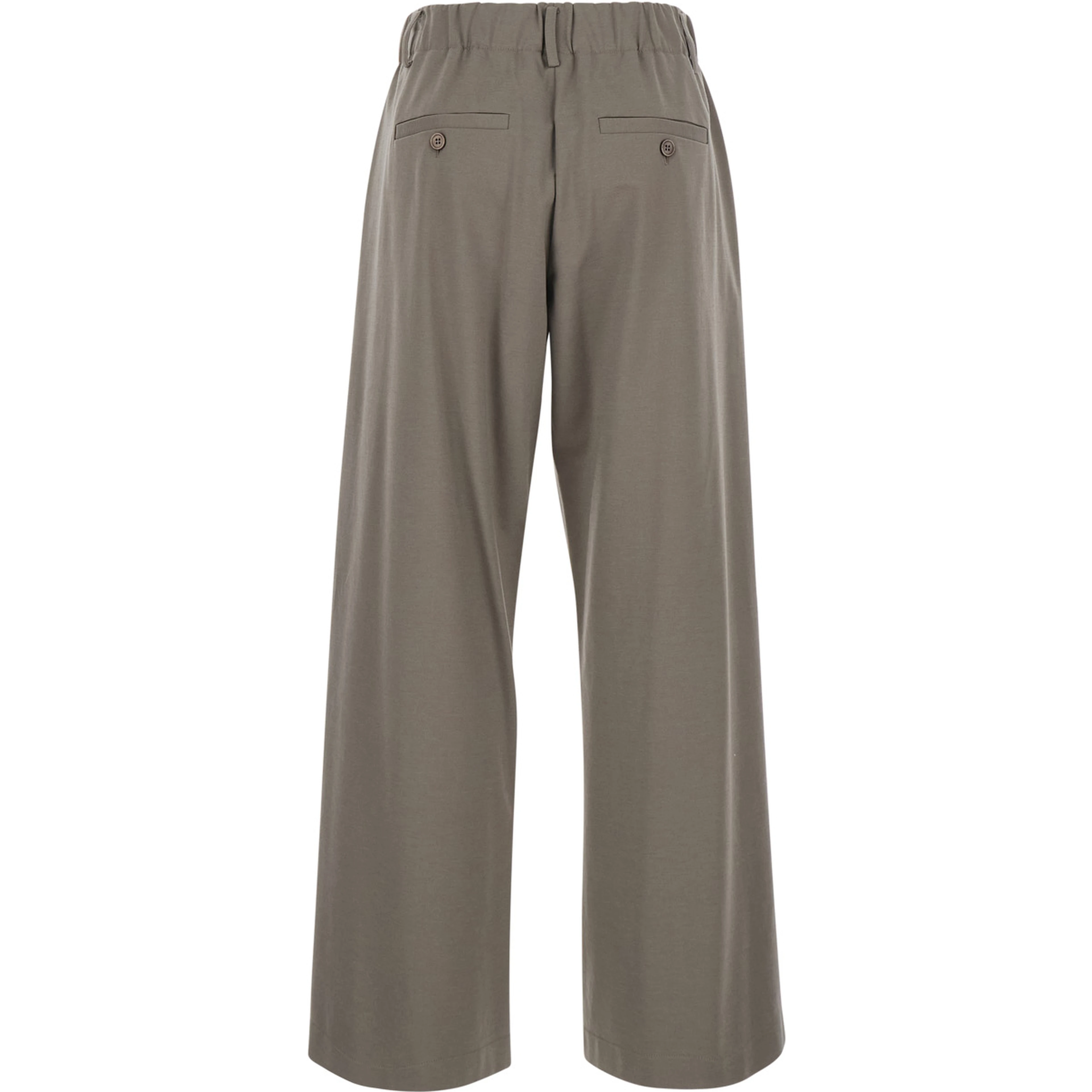 Beige Trousers with drawstring waist and wide leg in cotton blend woman