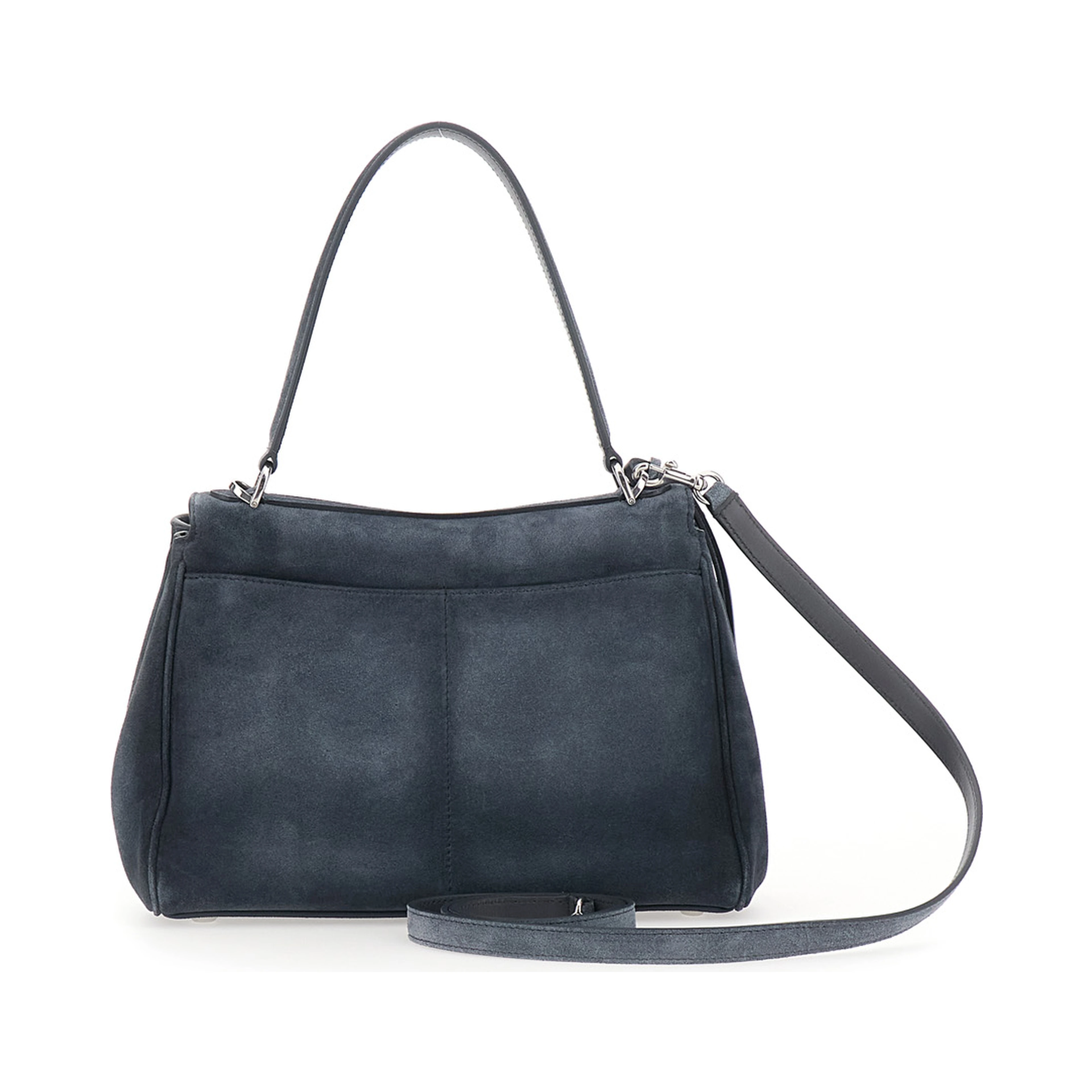 Rodeo Gray Shoulder Bag with Adjustable and Removable Strap in Suede for Women
