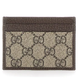 Card holder Ophidia with Web detail in Beige Leather for Women