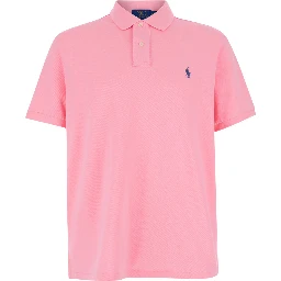 Polo "Custom Fit" with Classic Collar and Pony Embroidery on the Front in Pink Cotton for Men