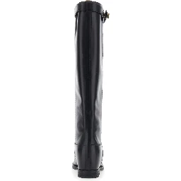 black Boot with strap and lock in smooth leather woman