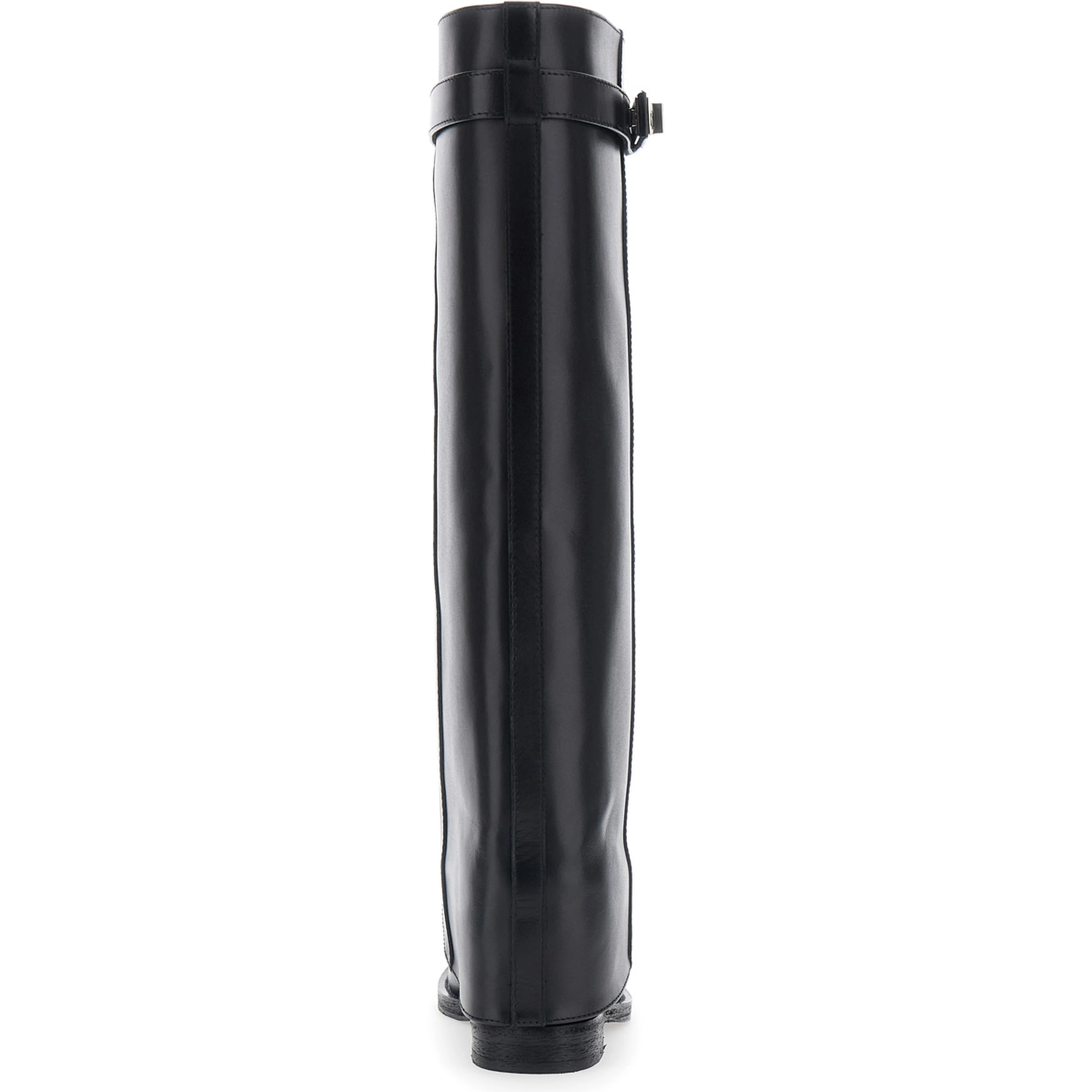 black Boot with cuff and lock detail in leather woman
