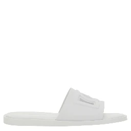 White Rubber Logo Detail Slip-On Sandals for Men