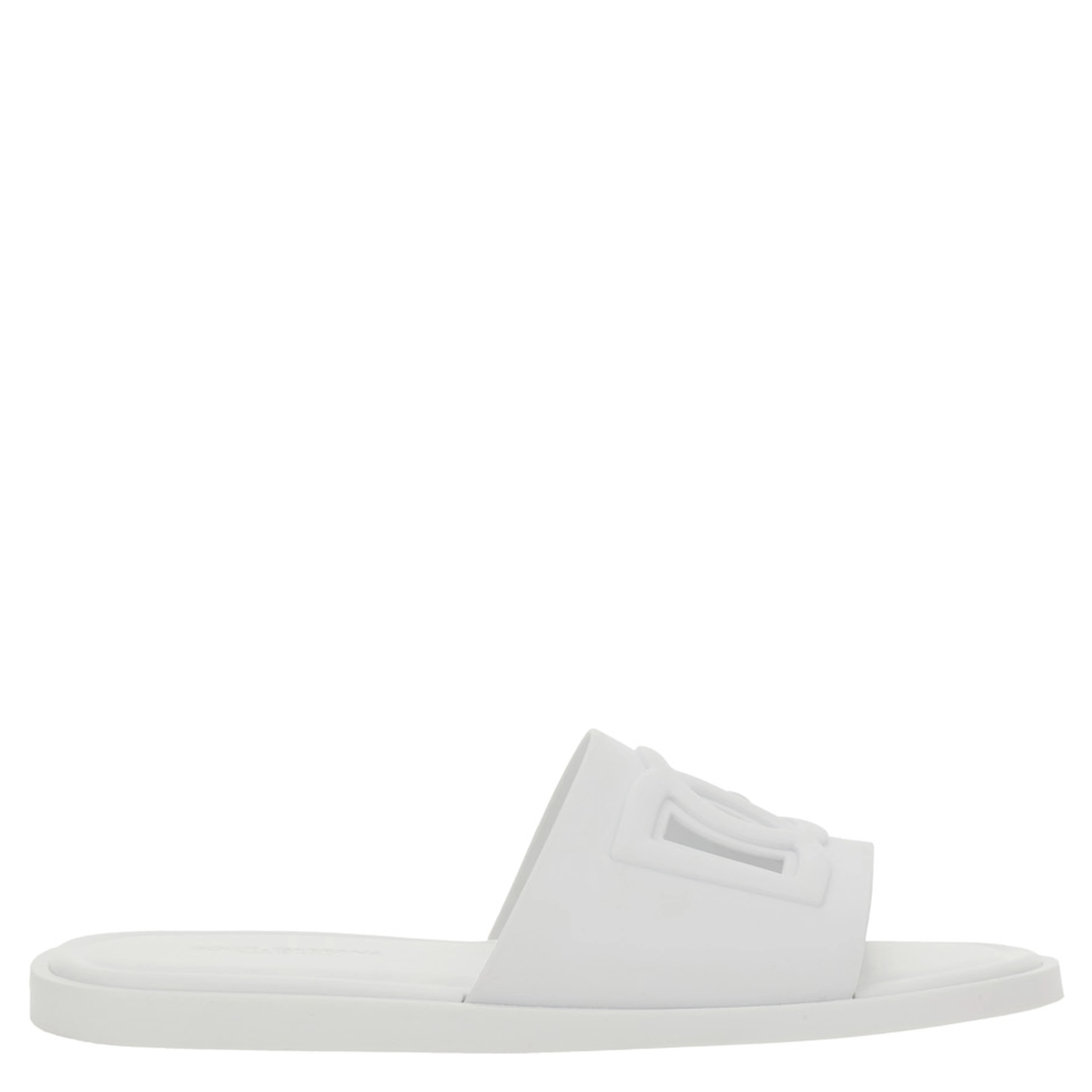 White Rubber Logo Detail Slip-On Sandals for Men
