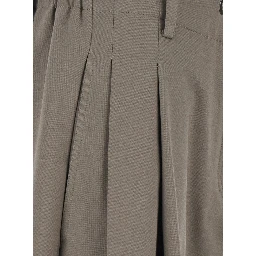 Beige Trousers with drawstring waist and wide leg in cotton blend woman