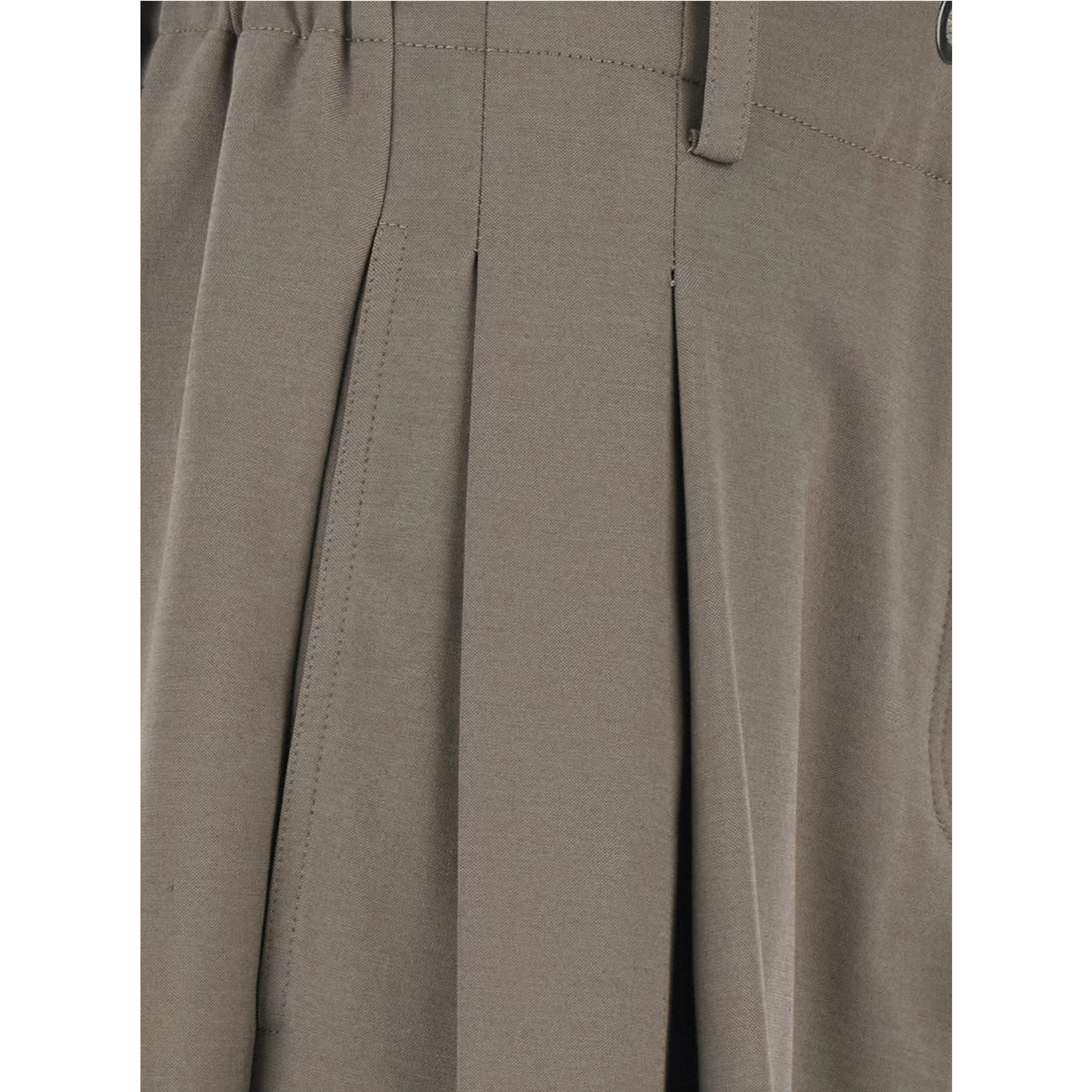 Beige Trousers with drawstring waist and wide leg in cotton blend woman