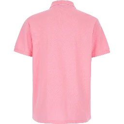 Polo "Custom Fit" with Classic Collar and Pony Embroidery on the Front in Pink Cotton for Men