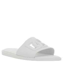 White Rubber Logo Detail Slip-On Sandals for Men