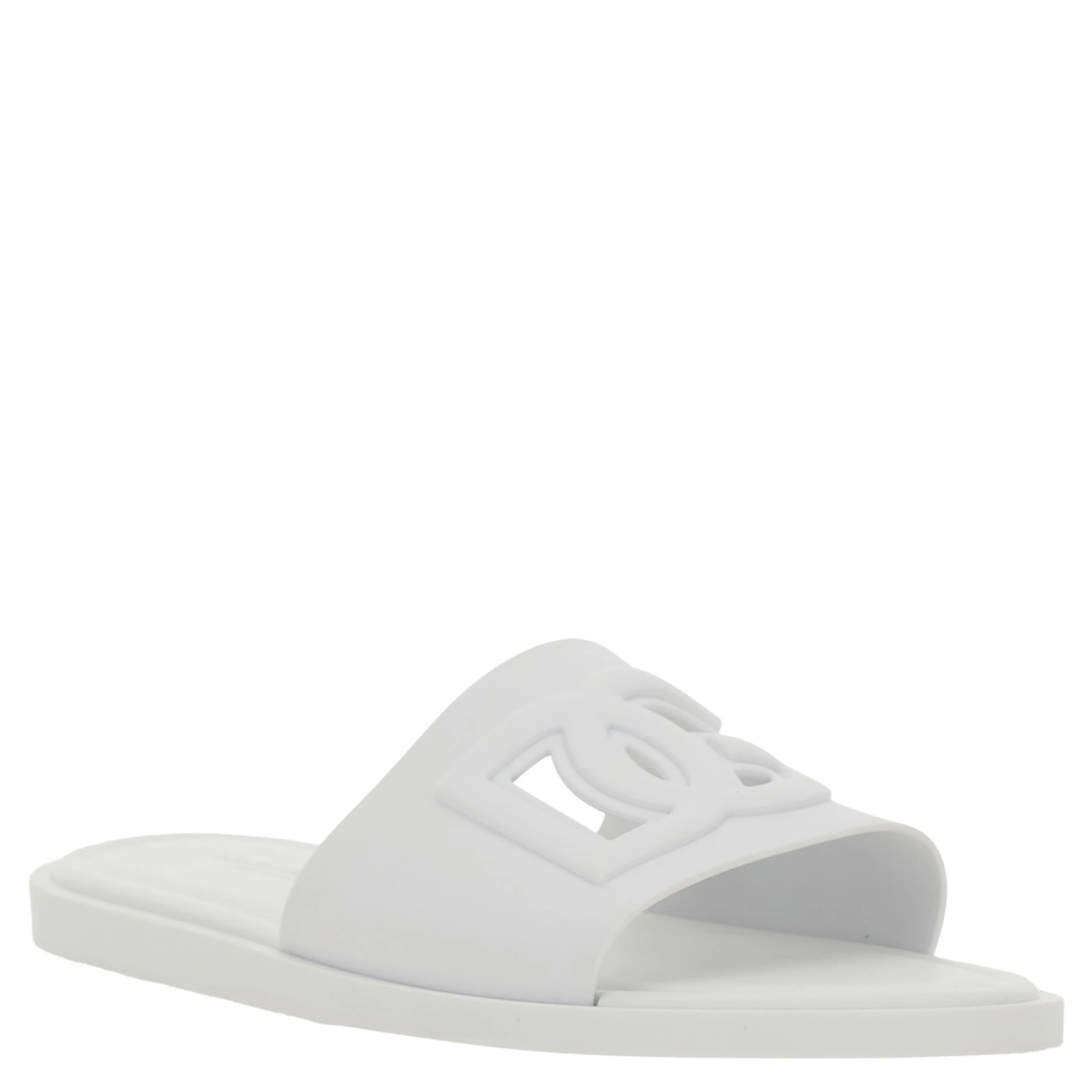 White Rubber Logo Detail Slip-On Sandals for Men