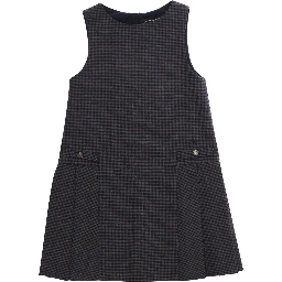 grey Dress with round neck and striped motif in fabric Girl