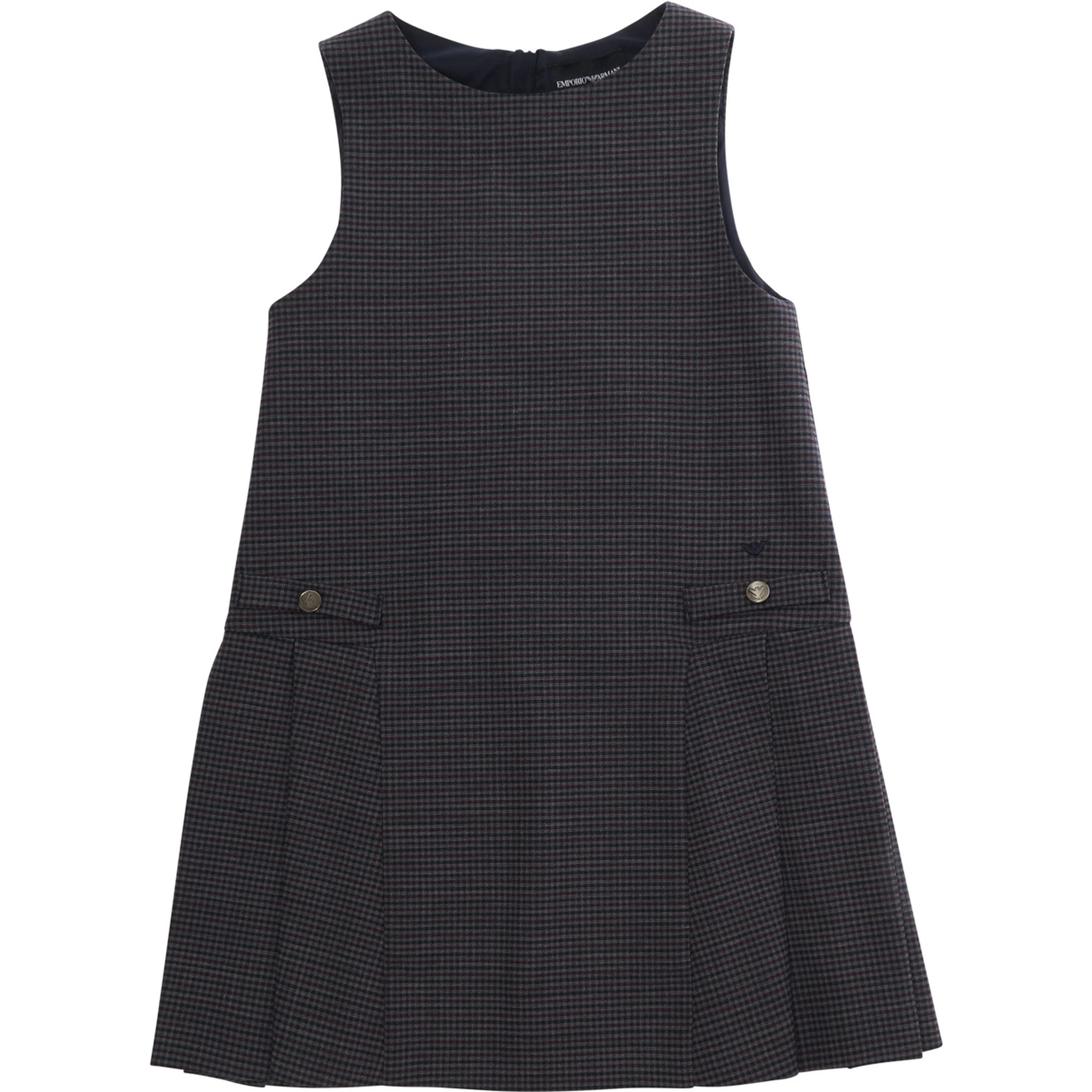 grey Dress with round neck and striped motif in fabric Girl