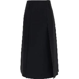 Black Skirt with insert design and hidden closure in Tech Fabric for women