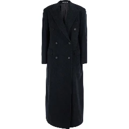 Womens gray coat in fabric with collar and long sleeves