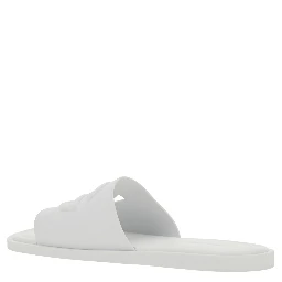 White Rubber Logo Detail Slip-On Sandals for Men