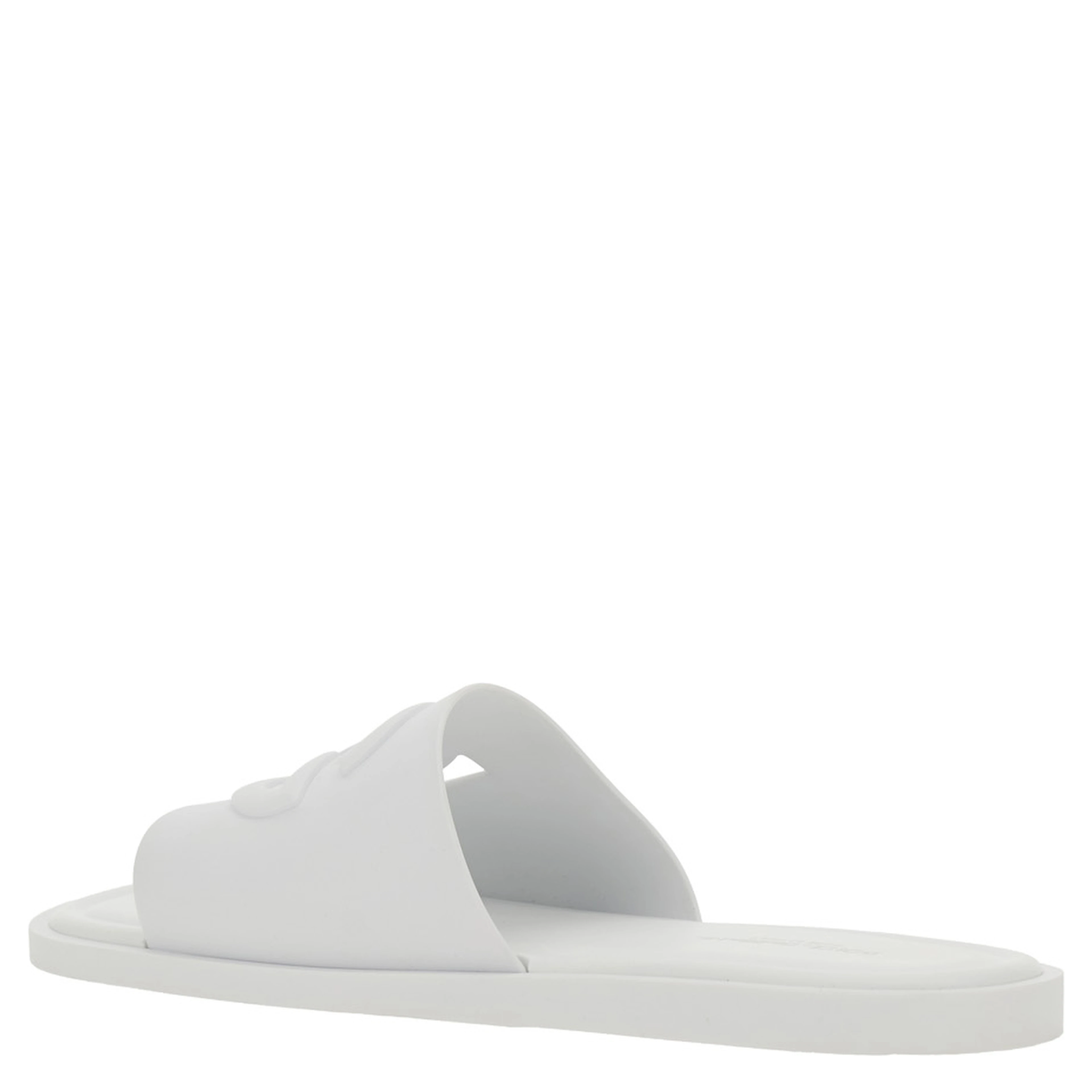 White Rubber Logo Detail Slip-On Sandals for Men