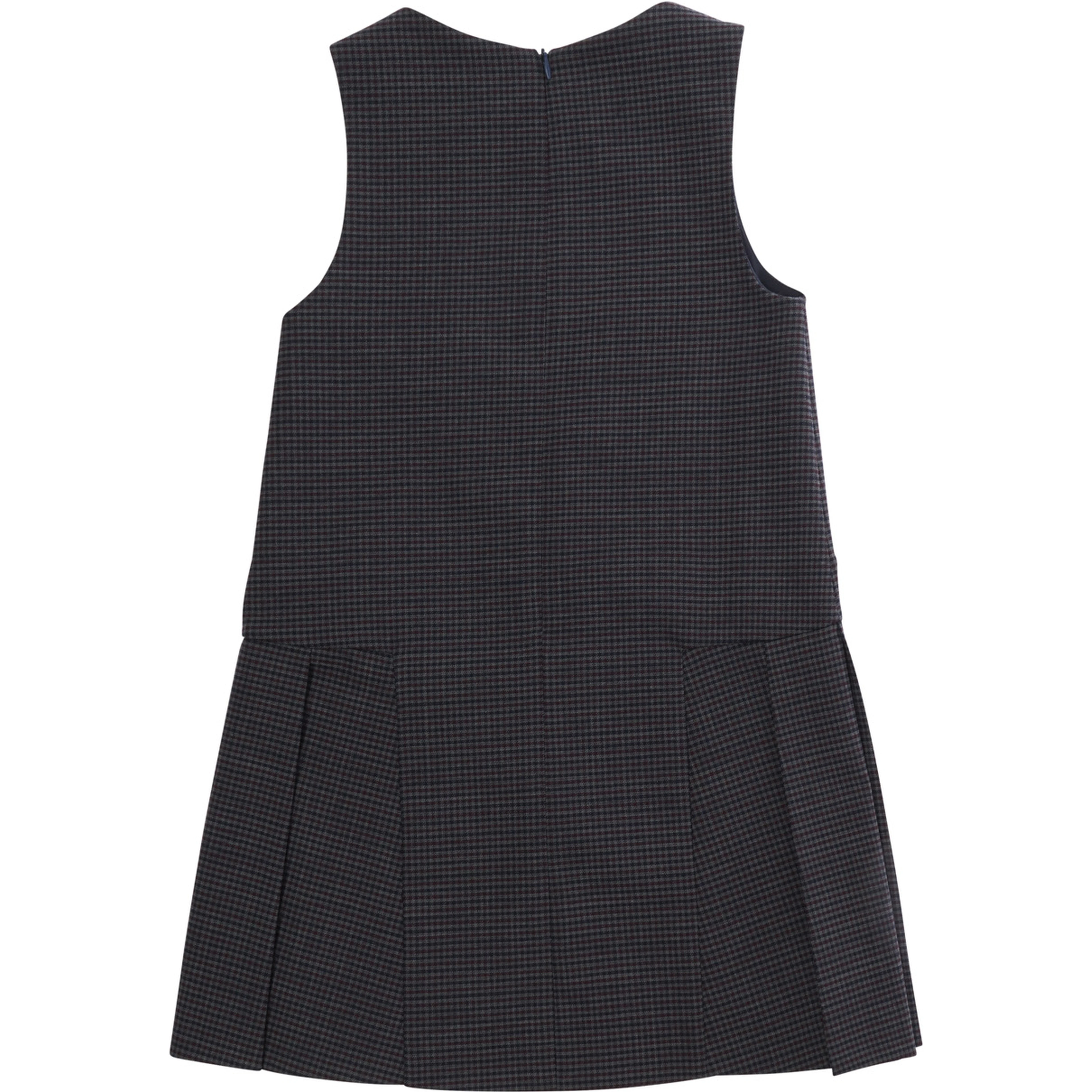 grey Dress with round neck and striped motif in fabric Girl