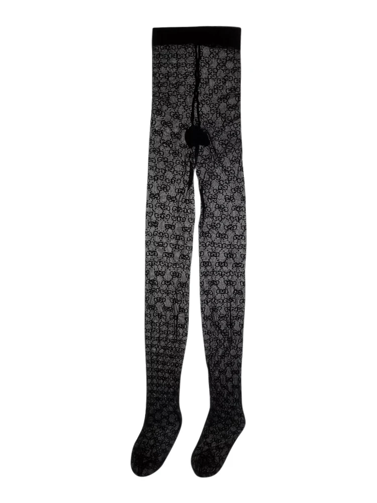 Black tights with all-over GG motif in Tech Fabric women