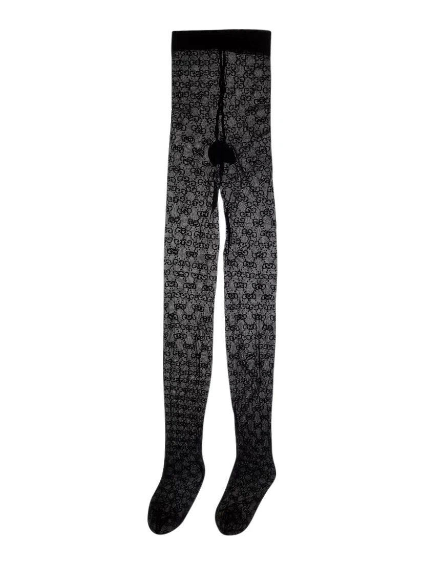 Black tights with all-over GG motif in Tech Fabric women