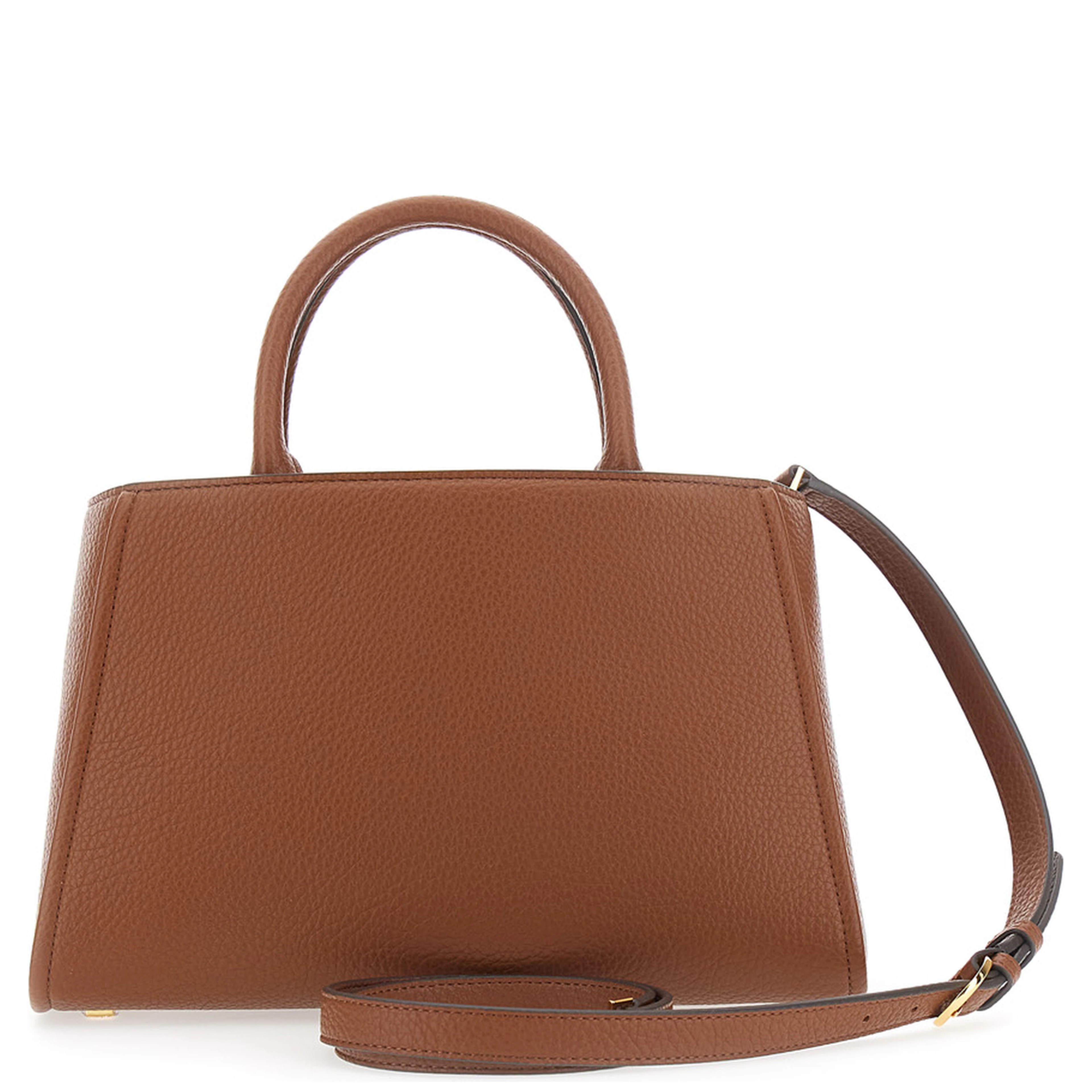 Brown Handbag with Logo on the Front and adjustable and removable strap in Ecoleather for women