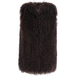 Brown Fur Vest with Sleeveless Design in Fur for Women