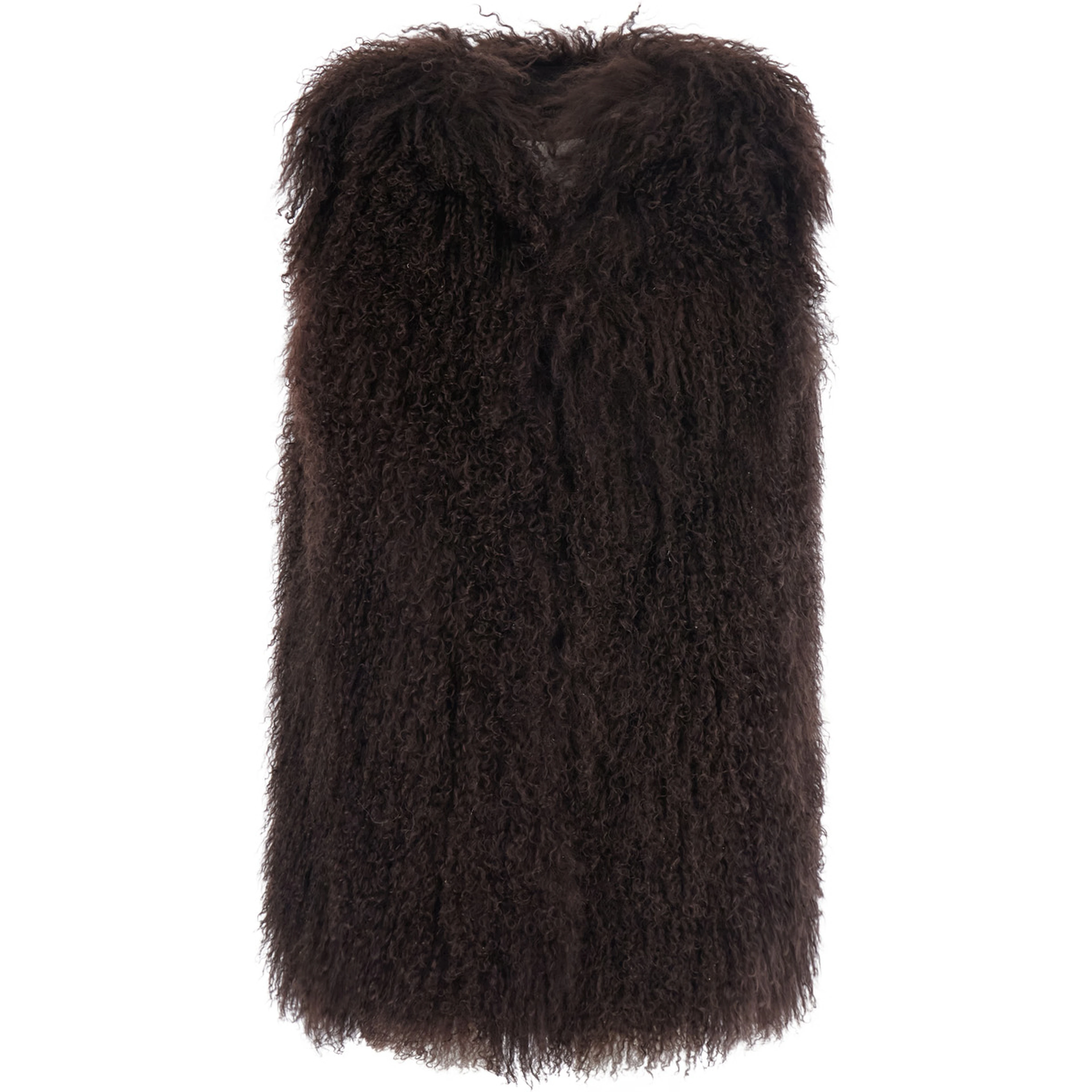 Brown Fur Vest with Sleeveless Design in Fur for Women