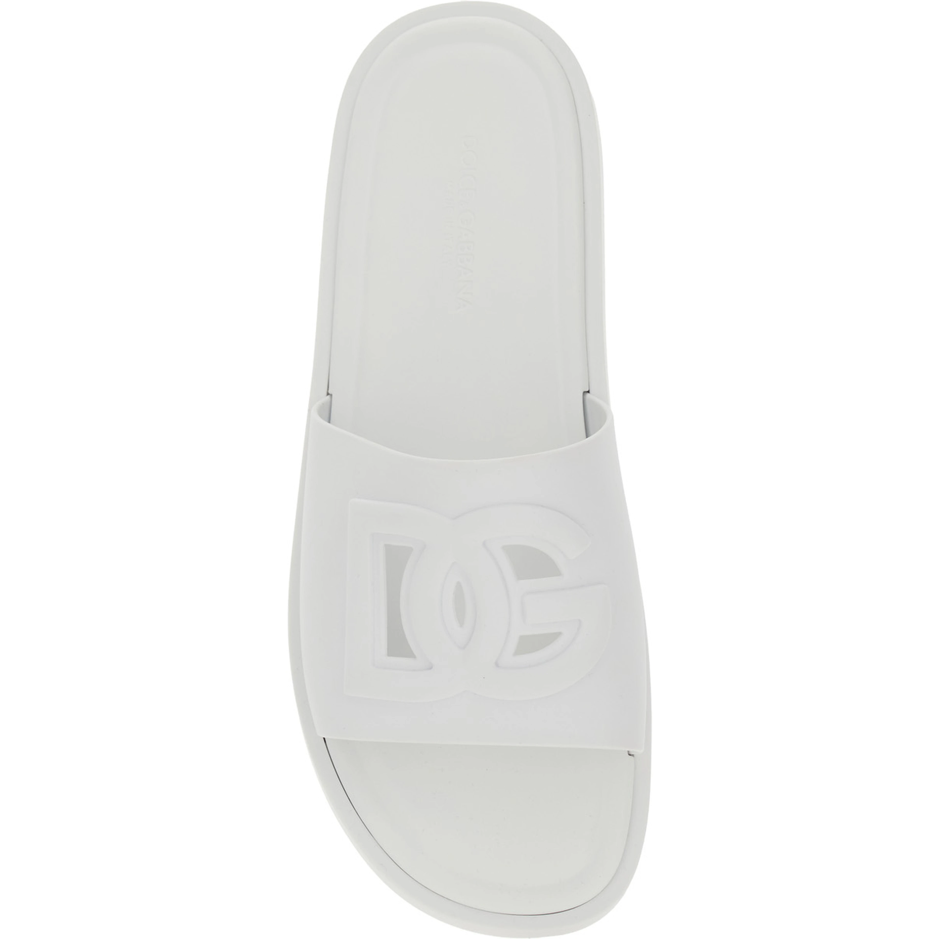 White Rubber Logo Detail Slip-On Sandals for Men