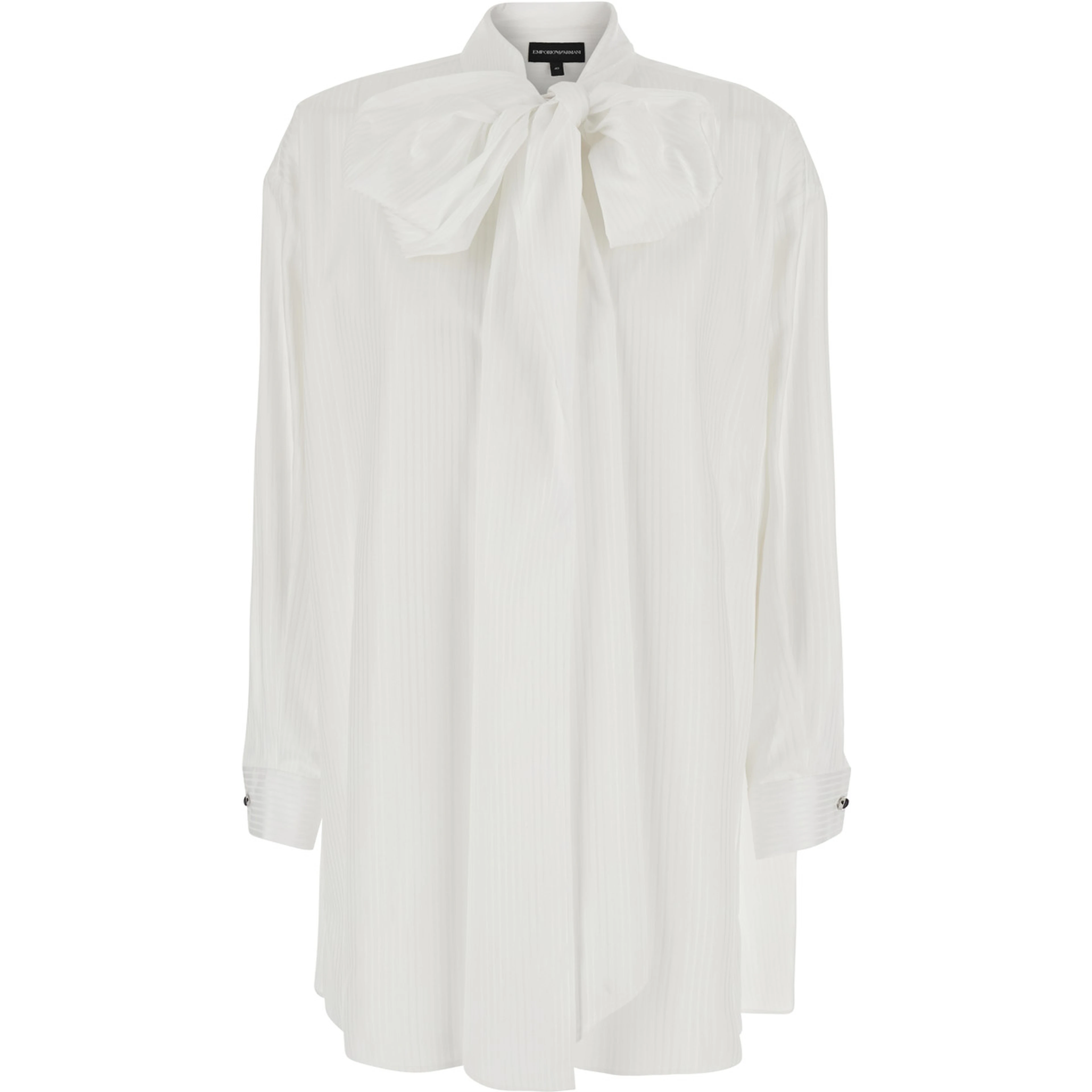 white Shirt with front knot and striped motif in cotton for women