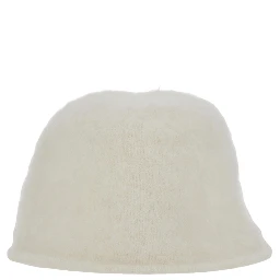 Dalmazia White Bucket hat with wide brim in blend wool for women