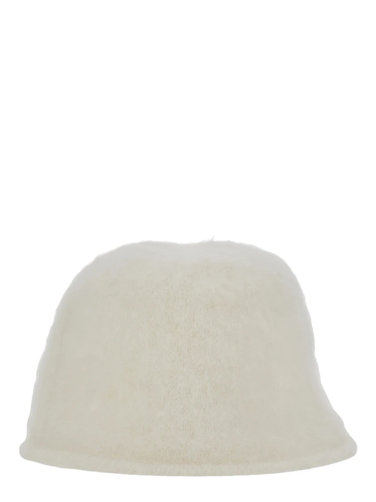 Dalmazia White Bucket hat with wide brim in blend wool for women