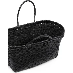 Small Tote Bag Triple Jump in Black Woven Leather Woman