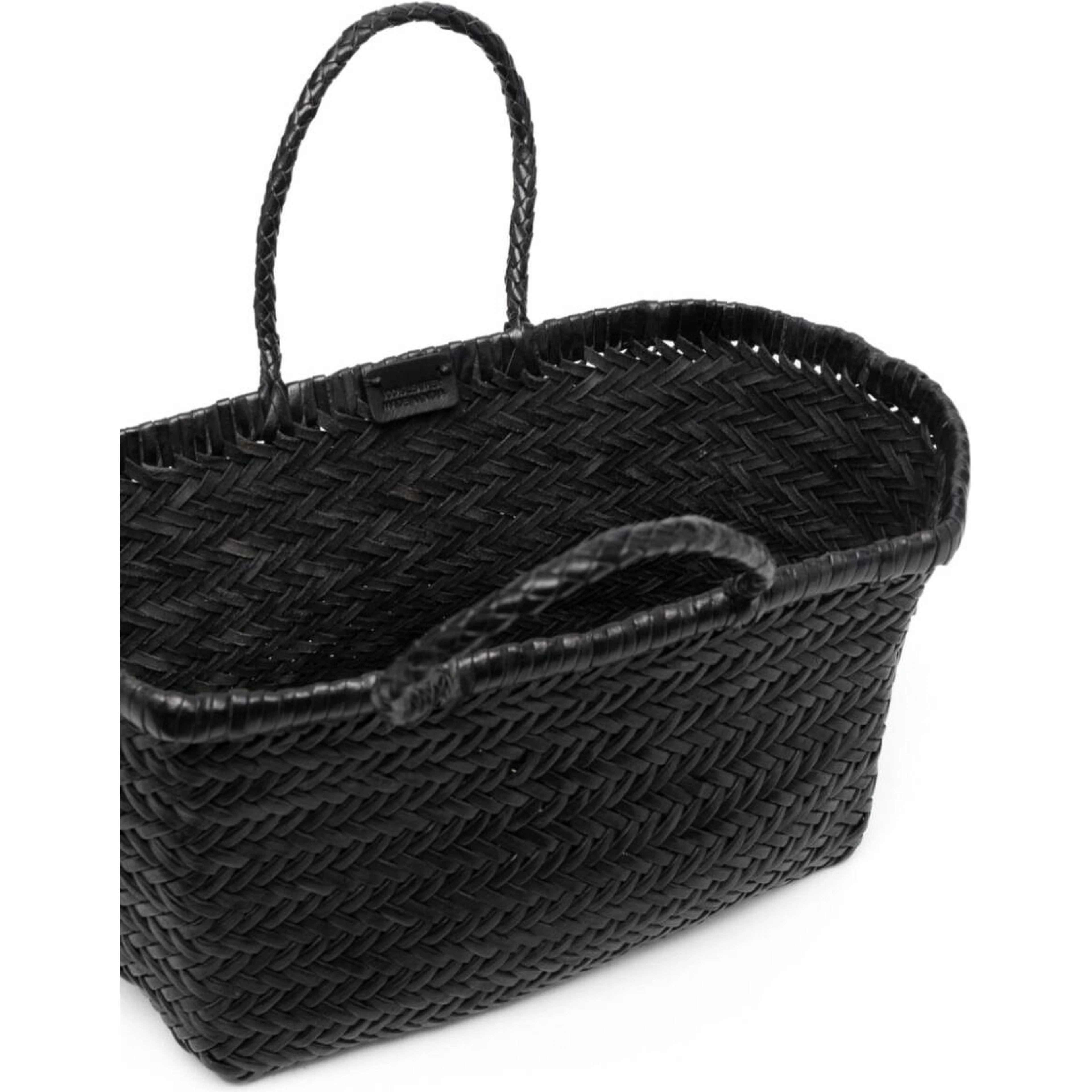 Small Tote Bag Triple Jump in Black Woven Leather Woman