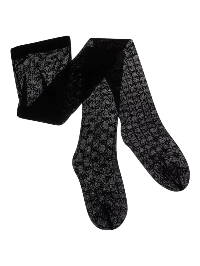 Black tights with all-over GG motif in Tech Fabric women