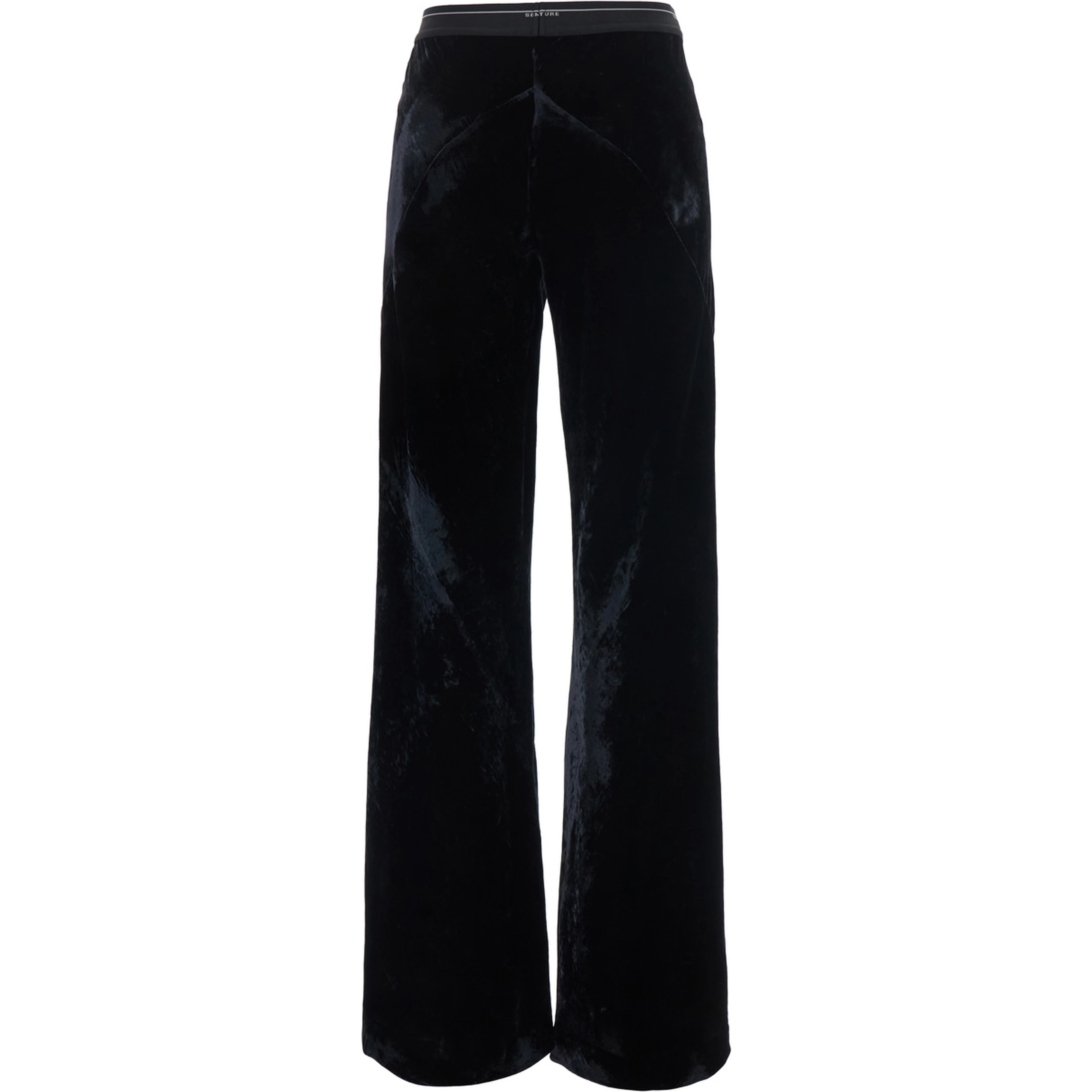 Velvet pants with pockets and straight hems, in velvet, black, women