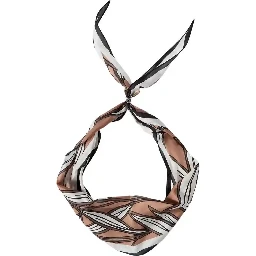 Brown scarf with all-over motif in silk for women