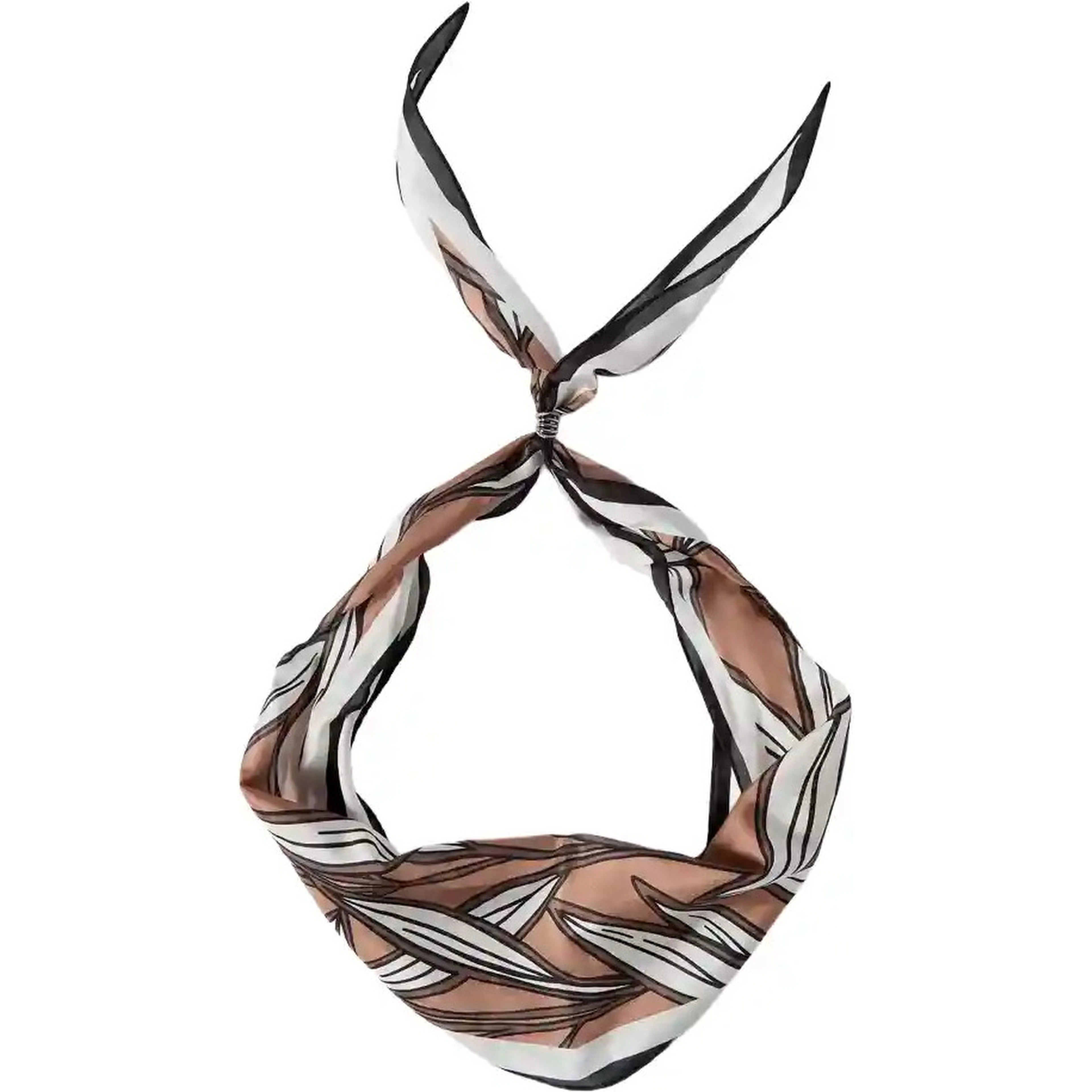 Brown scarf with all-over motif in silk for women
