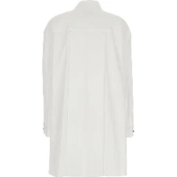 white Shirt with front knot and striped motif in cotton for women