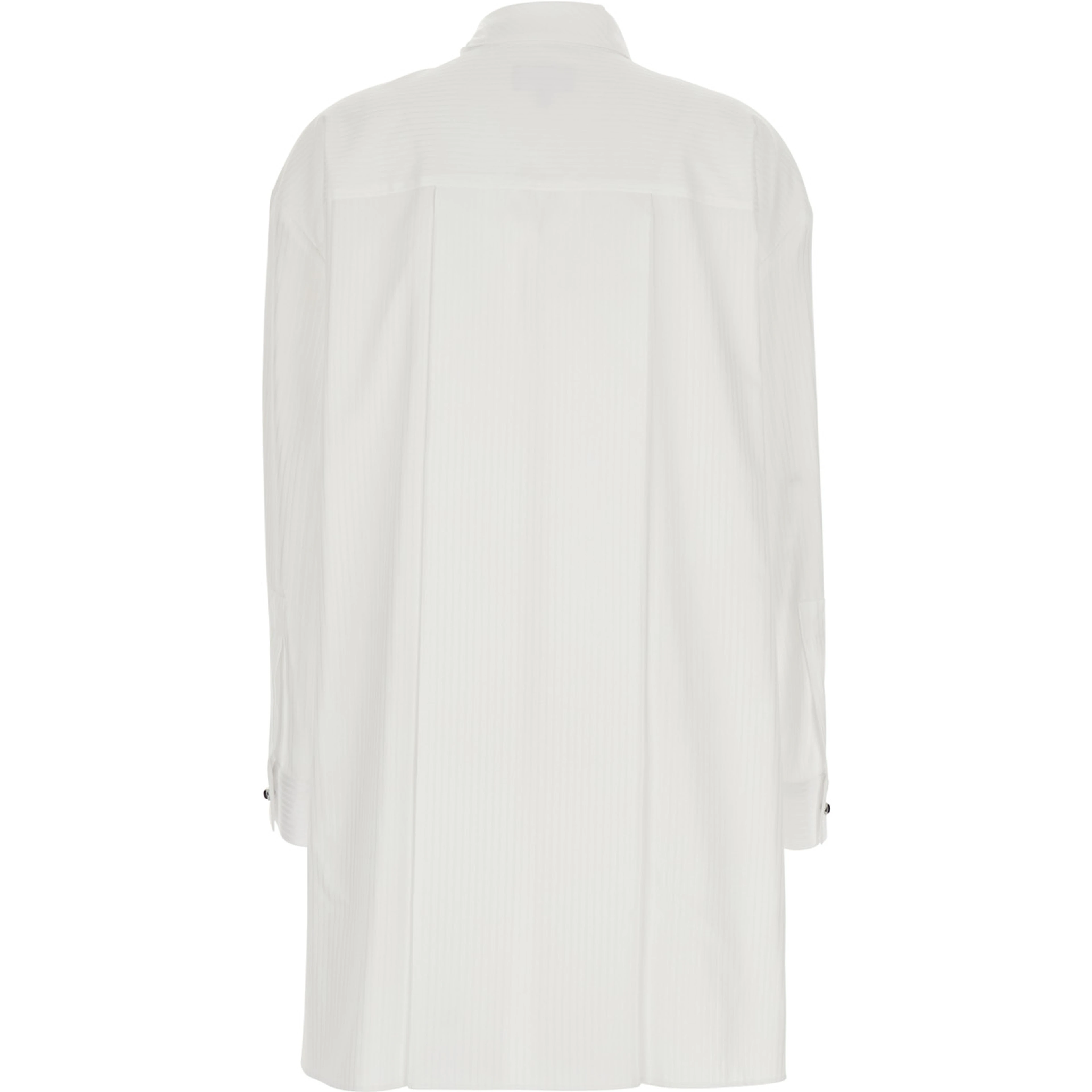 white Shirt with front knot and striped motif in cotton for women