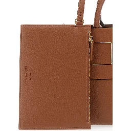 Brown Handbag with Logo on the Front and adjustable and removable strap in Ecoleather for women