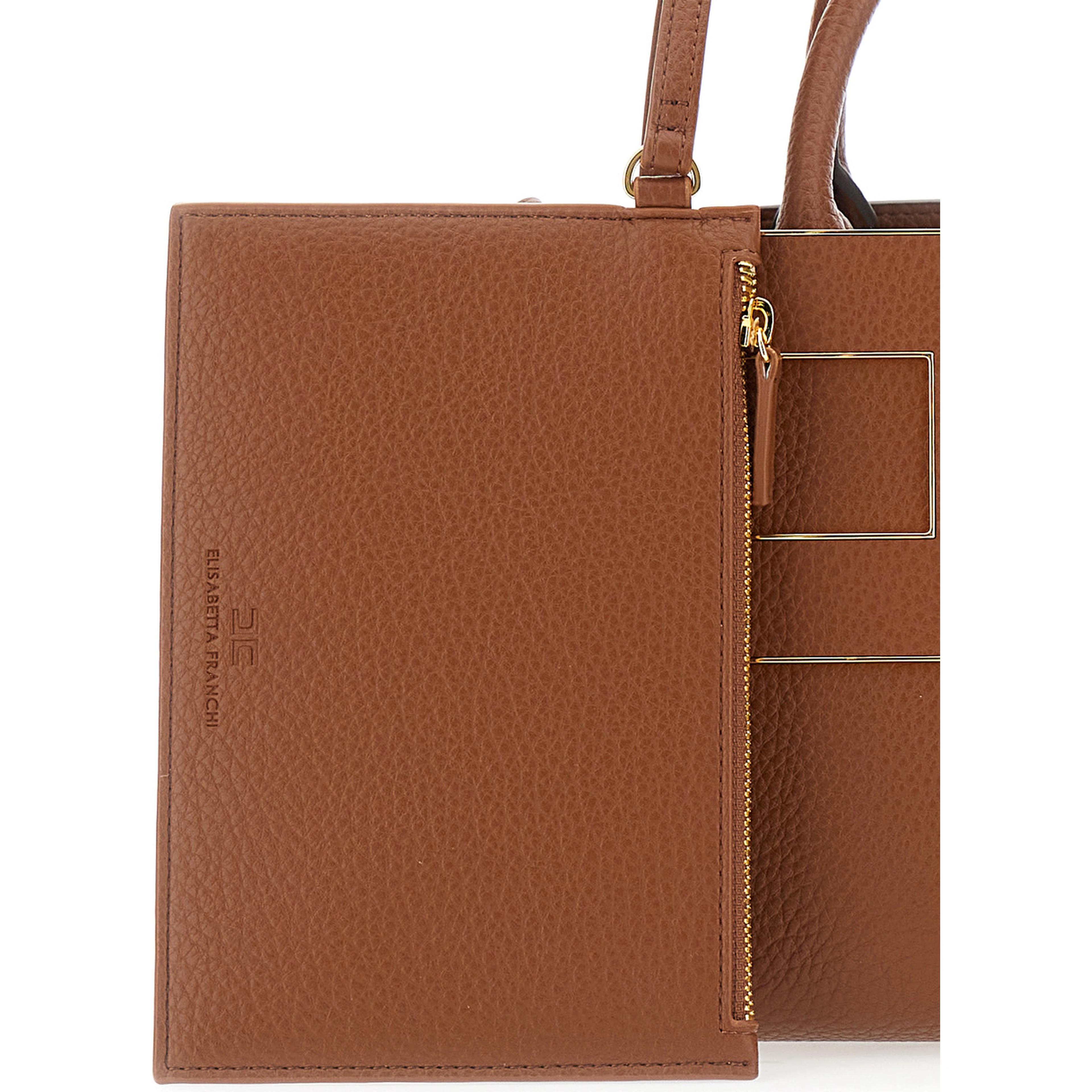 Brown Handbag with Logo on the Front and adjustable and removable strap in Ecoleather for women